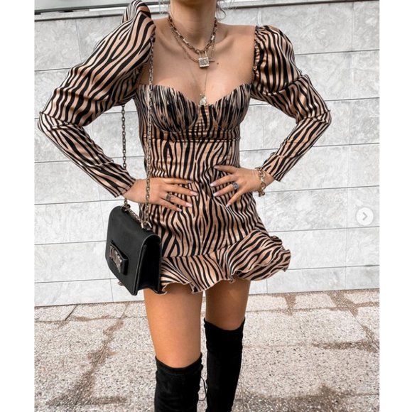 MAJORELLE Dresses & Skirts - Majorelle Olivia Animal Print Ruffle Mini Dress